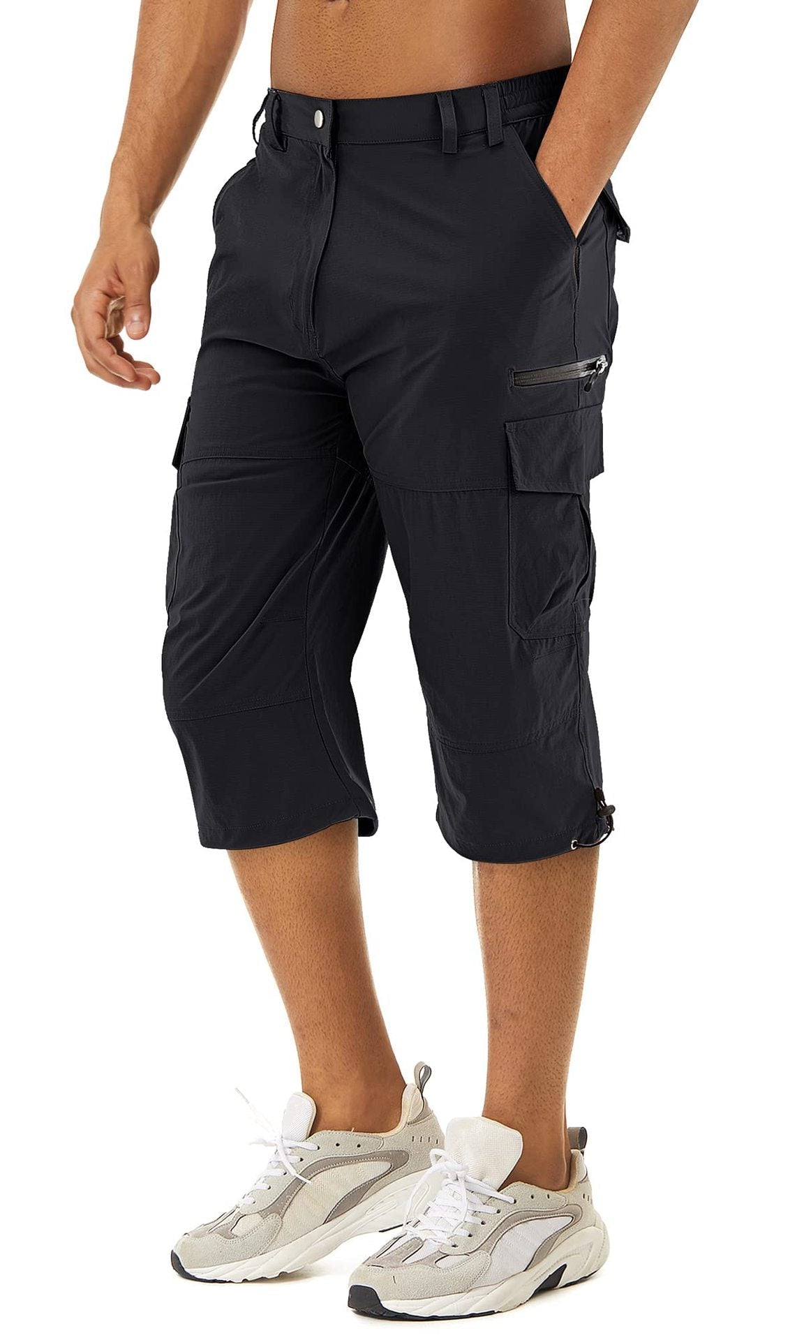 Men's Cargo Shorts Functional Multi-Pocket Utility Knee-Length Drawstring Casual Streetwear Workwear Everyday Foss