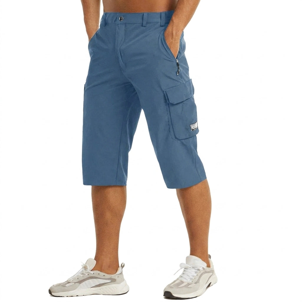 Men's Cargo Shorts Knee-Length Multi-Pocket Utility Drawstring Relaxed Fit Casual Streetwear Workwear Cash