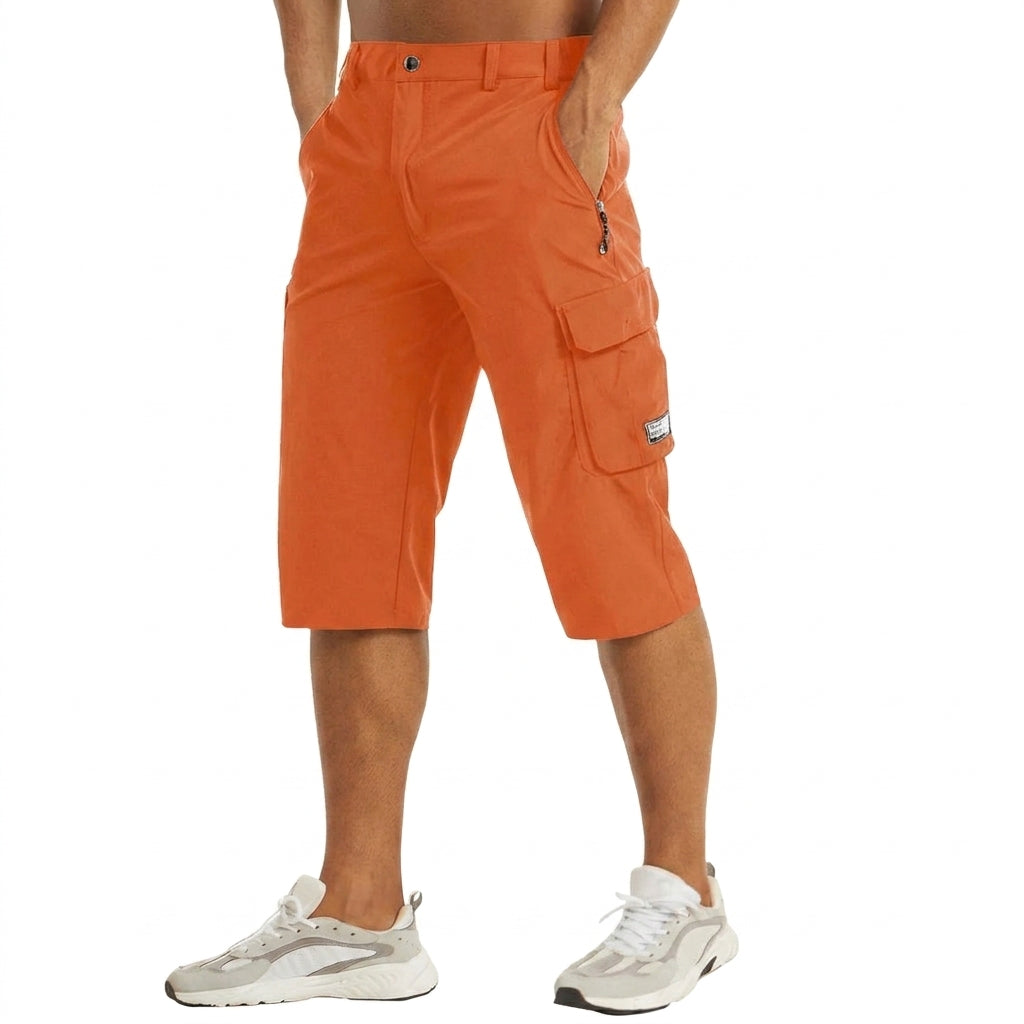 Men's Cargo Shorts Knee-Length Multi-Pocket Utility Drawstring Relaxed Fit Casual Streetwear Workwear Cash