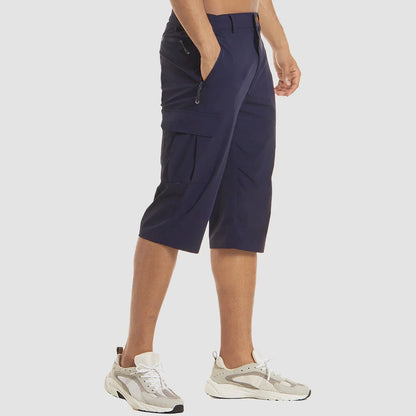 Men's Cargo Shorts Knee-Length Multi-Pocket Utility Drawstring Relaxed Fit Casual Streetwear Workwear Cash