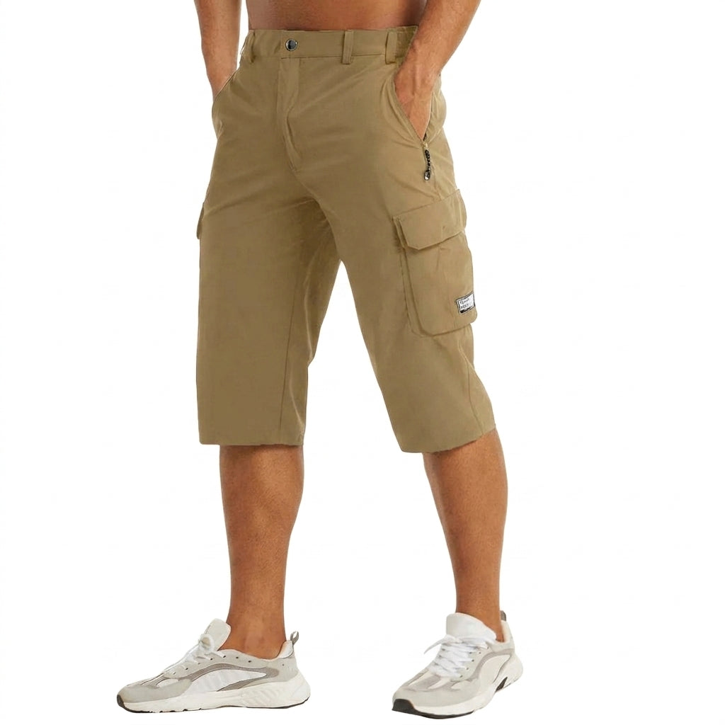 Men's Cargo Shorts Knee-Length Multi-Pocket Utility Drawstring Relaxed Fit Casual Streetwear Workwear Cash
