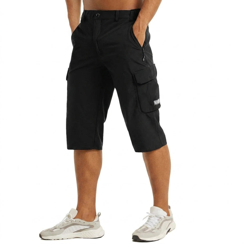 Men's Cargo Shorts Knee-Length Multi-Pocket Utility Drawstring Relaxed Fit Casual Streetwear Workwear Cash