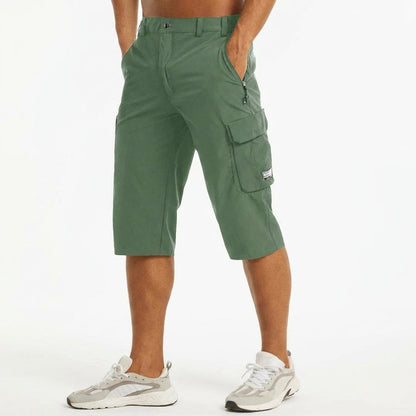Men's Cargo Shorts Knee-Length Multi-Pocket Utility Drawstring Relaxed Fit Casual Streetwear Workwear Cash
