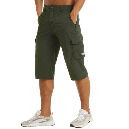 Men's Cargo Shorts Knee-Length Multi-Pocket Utility Drawstring Relaxed Fit Casual Streetwear Workwear Cash