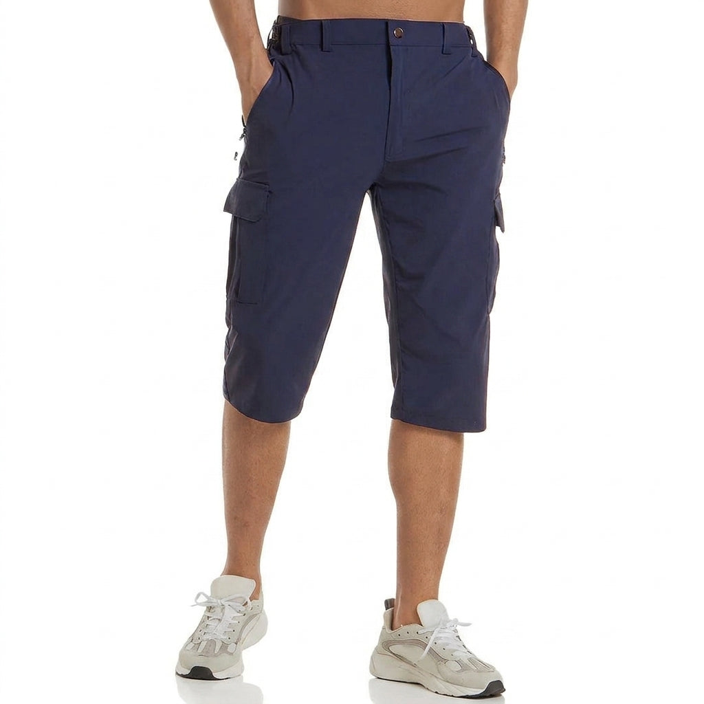 Men's Cargo Shorts Knee-Length Multi-Pocket Utility Drawstring Relaxed Fit Casual Streetwear Workwear Cash
