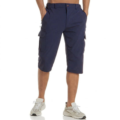 Men's Cargo Shorts Knee-Length Multi-Pocket Utility Drawstring Relaxed Fit Casual Streetwear Workwear Cash