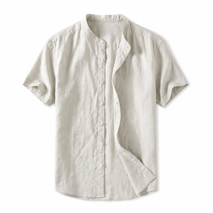 Men's Short-Sleeve Shirt Stand-Up Collar Button-Up Casual Holiday Beach Smart-Casual Everyday Relaxed Fit Callan