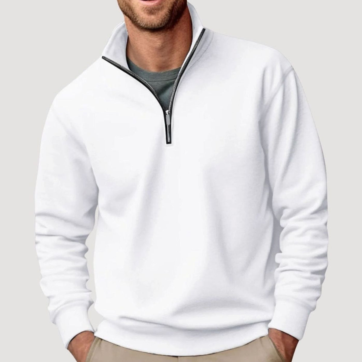 Men's Quarter-Zip Fleece Sweatshirt Casual Regular Fit Layering Everyday Comfort
