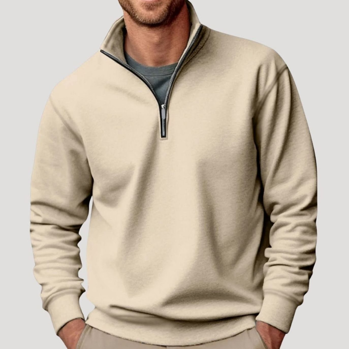 Men's Quarter-Zip Fleece Sweatshirt Casual Regular Fit Layering Everyday Comfort