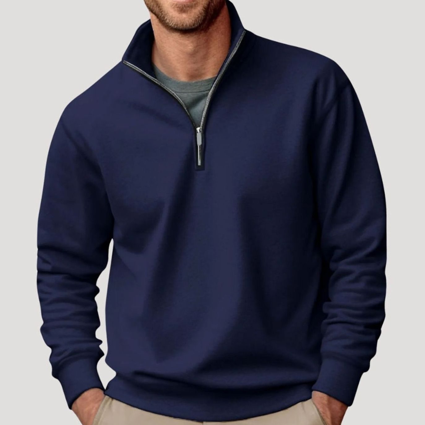 Men's Quarter-Zip Fleece Sweatshirt Casual Regular Fit Layering Everyday Comfort