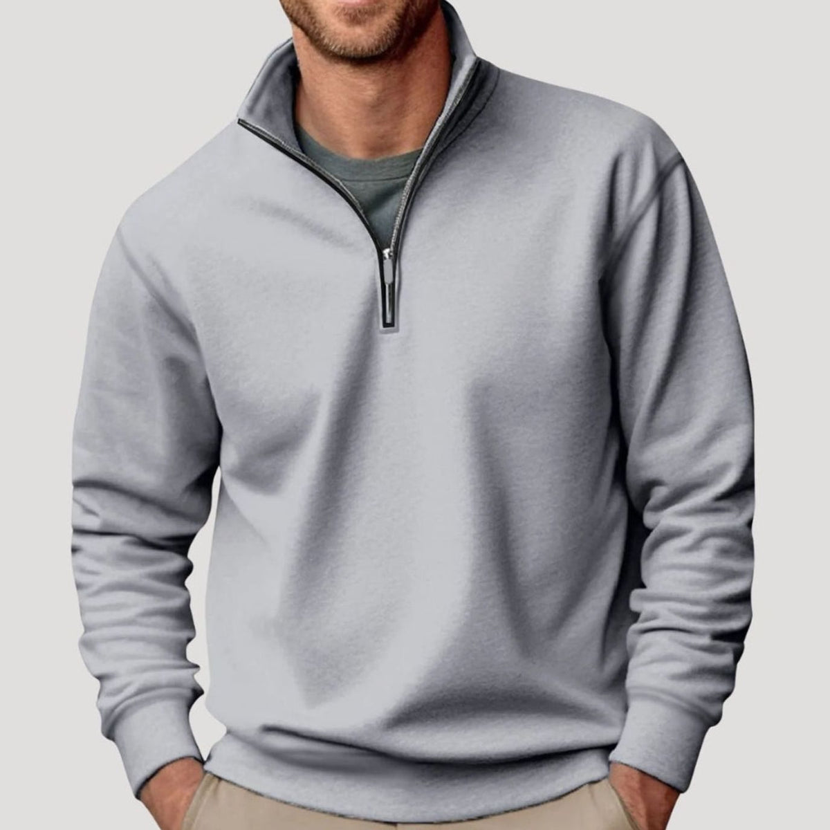 Men's Quarter-Zip Fleece Sweatshirt Casual Regular Fit Layering Everyday Comfort