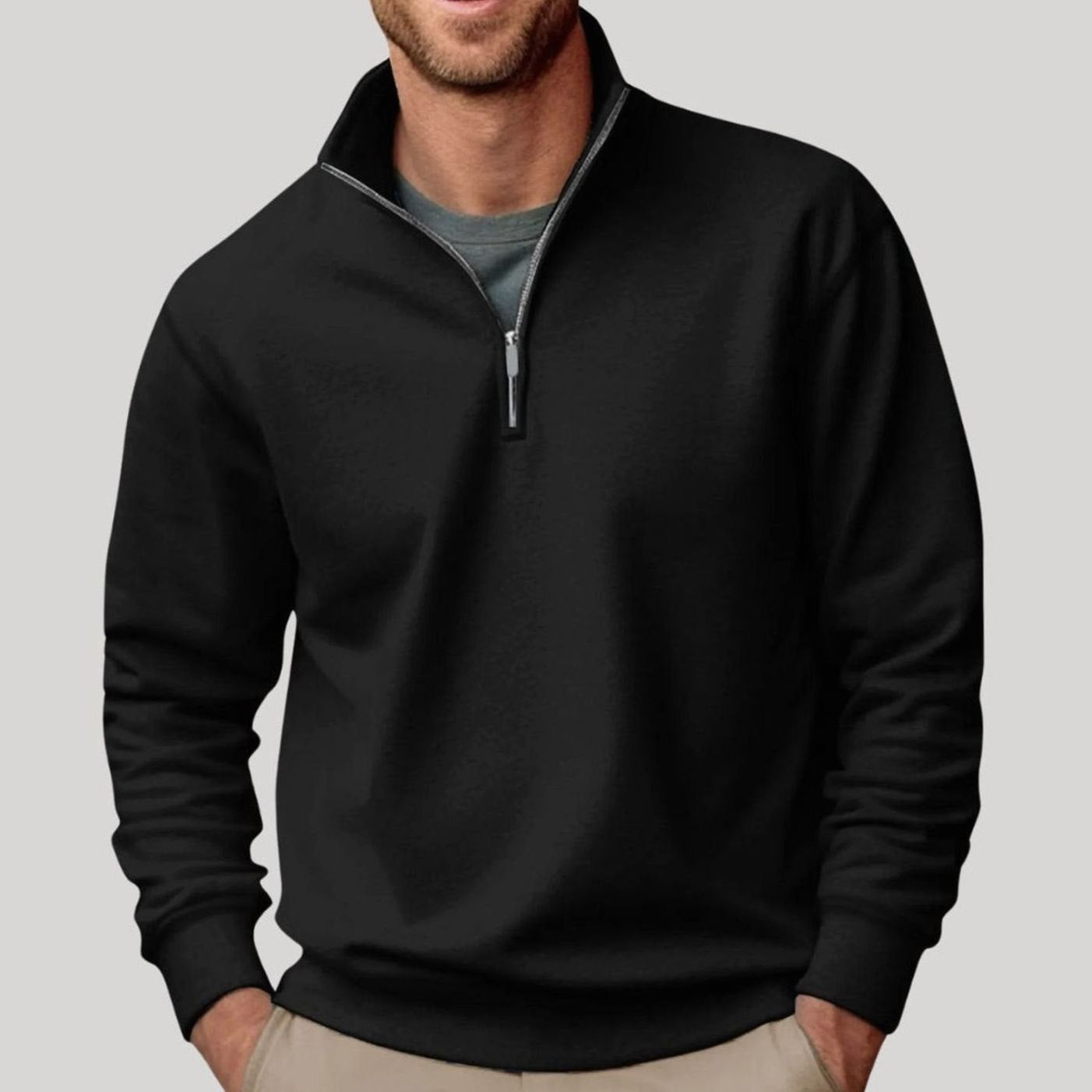 Men's Quarter-Zip Fleece Sweatshirt Casual Regular Fit Layering Everyday Comfort