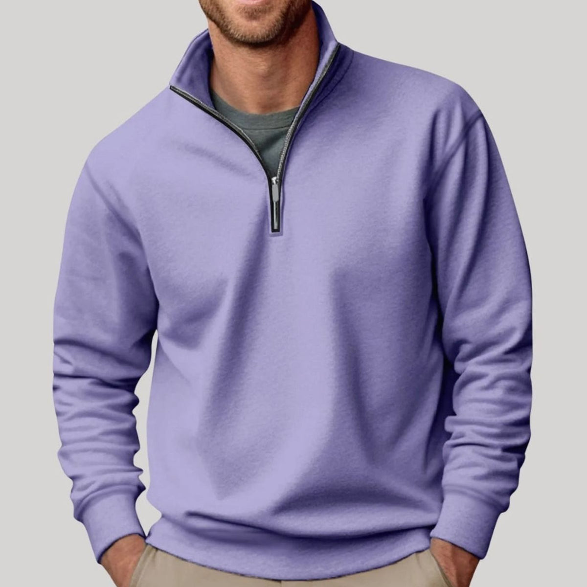 Men's Quarter-Zip Fleece Sweatshirt Casual Regular Fit Layering Everyday Comfort