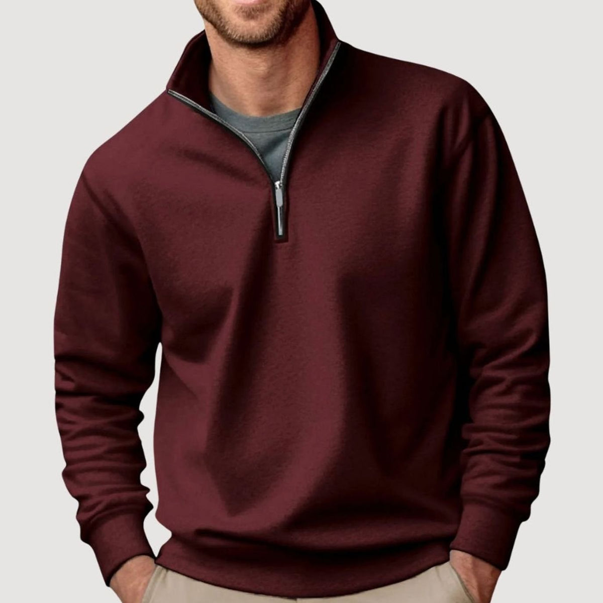 Men's Quarter-Zip Fleece Sweatshirt Casual Regular Fit Layering Everyday Comfort