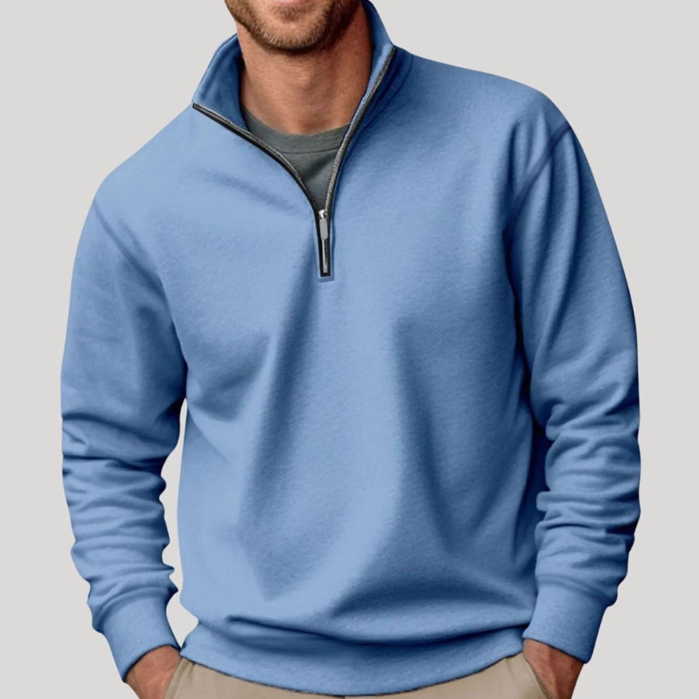 Men's Quarter-Zip Fleece Sweatshirt Casual Regular Fit Layering Everyday Comfort