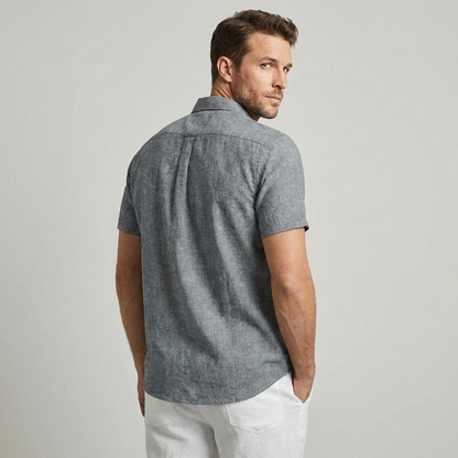 Men's Textured Shirt Short-Sleeve Point Collar Button-Down Casual Smart-Casual Holiday Everyday Reid