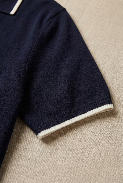 Men's Knit Polo Shirt Harbor Short-Sleeve Collared Ribbed Casual Smart-Casual Everyday Golf Sport Fletcher