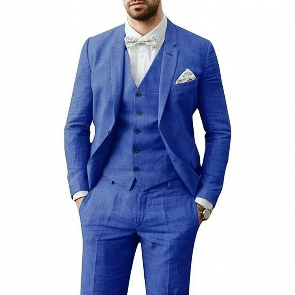 Men's Three-Piece Suit Blazer Waistcoat Trousers Slim Fit Tailored Formal Wedding Business Occasion Winchester