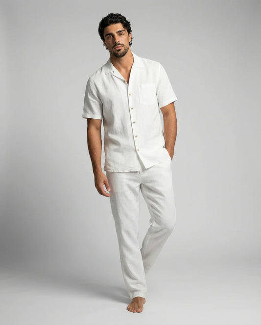Men's Casual Shirt and Trousers Set Relaxed Fit Short Sleeve Everyday Summer