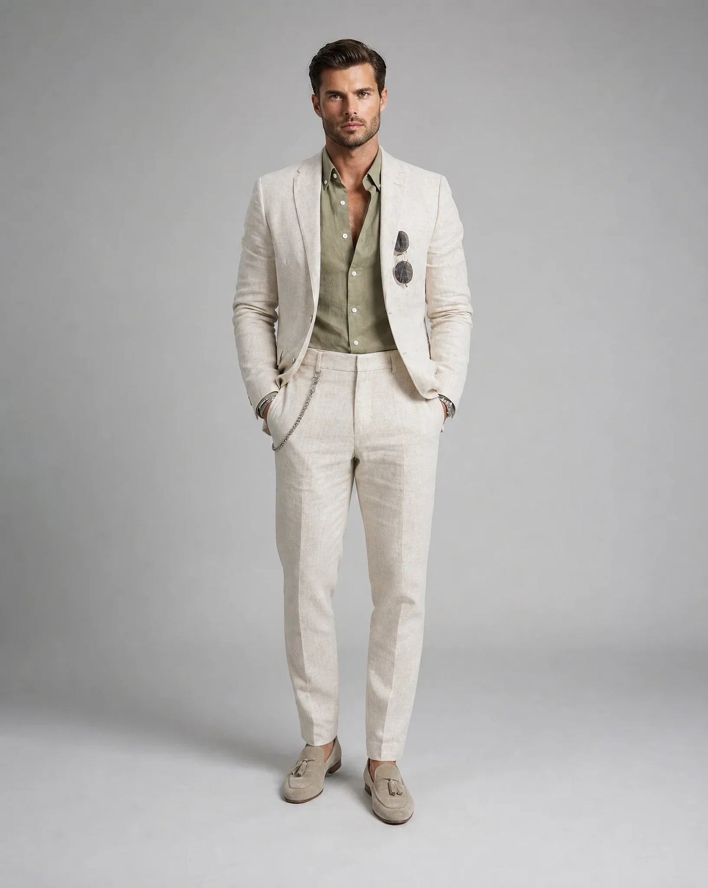 Men's Summer Wedding Suit Two-Piece Tailored Fit Lightweight Stylish Formal