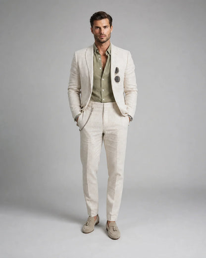 Men's Summer Wedding Suit Two-Piece Tailored Fit Lightweight Stylish Formal