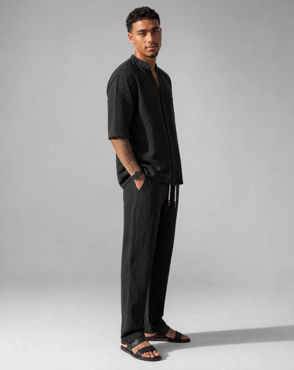Men's Relaxed Two-Piece Outfit Short-Sleeve Casual Comfortable Everyday Wear