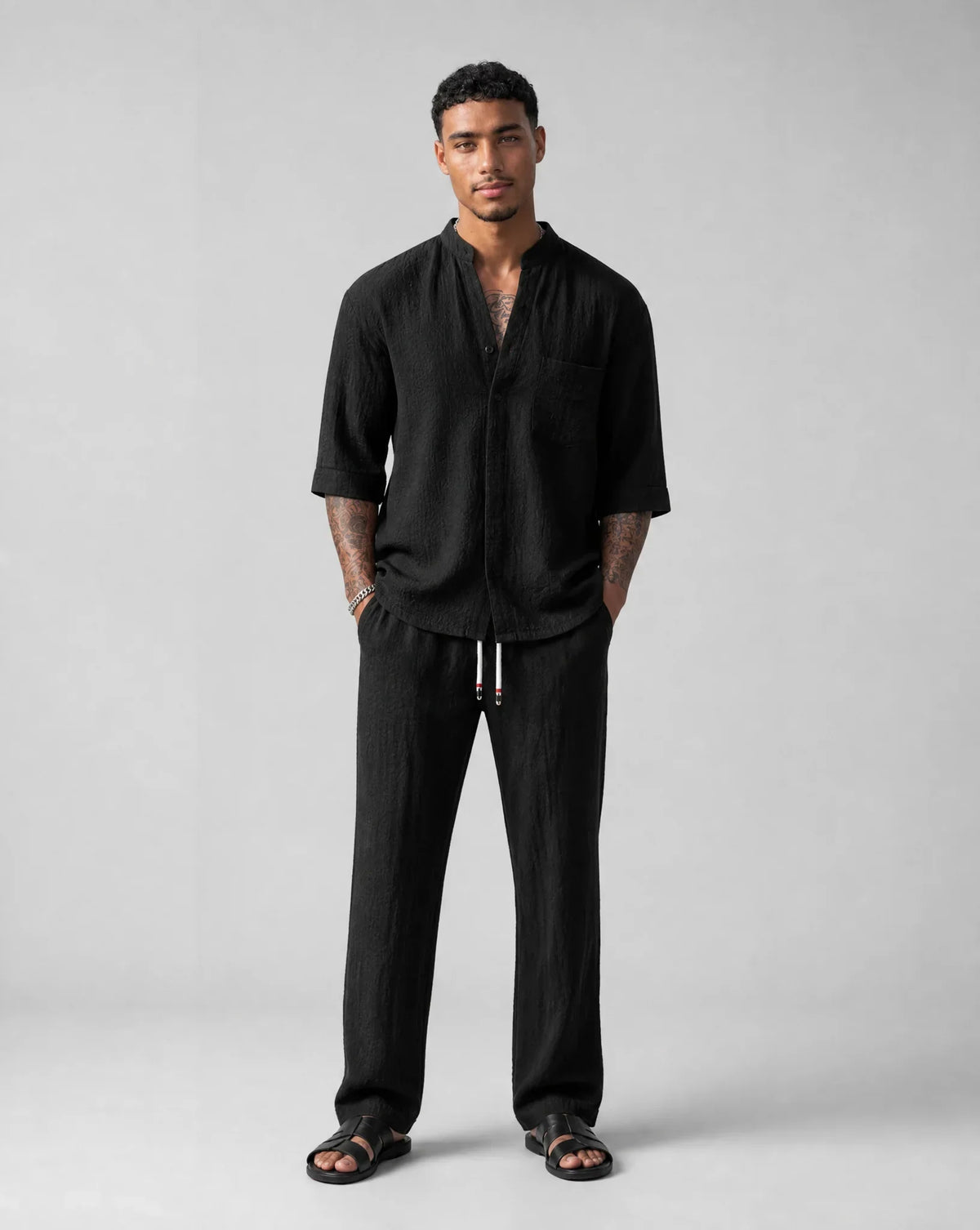 Men's Relaxed Two-Piece Outfit Short-Sleeve Casual Comfortable Everyday Wear