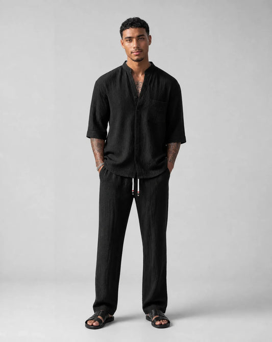 Men's Relaxed Two-Piece Outfit Short-Sleeve Casual Comfortable Everyday Wear