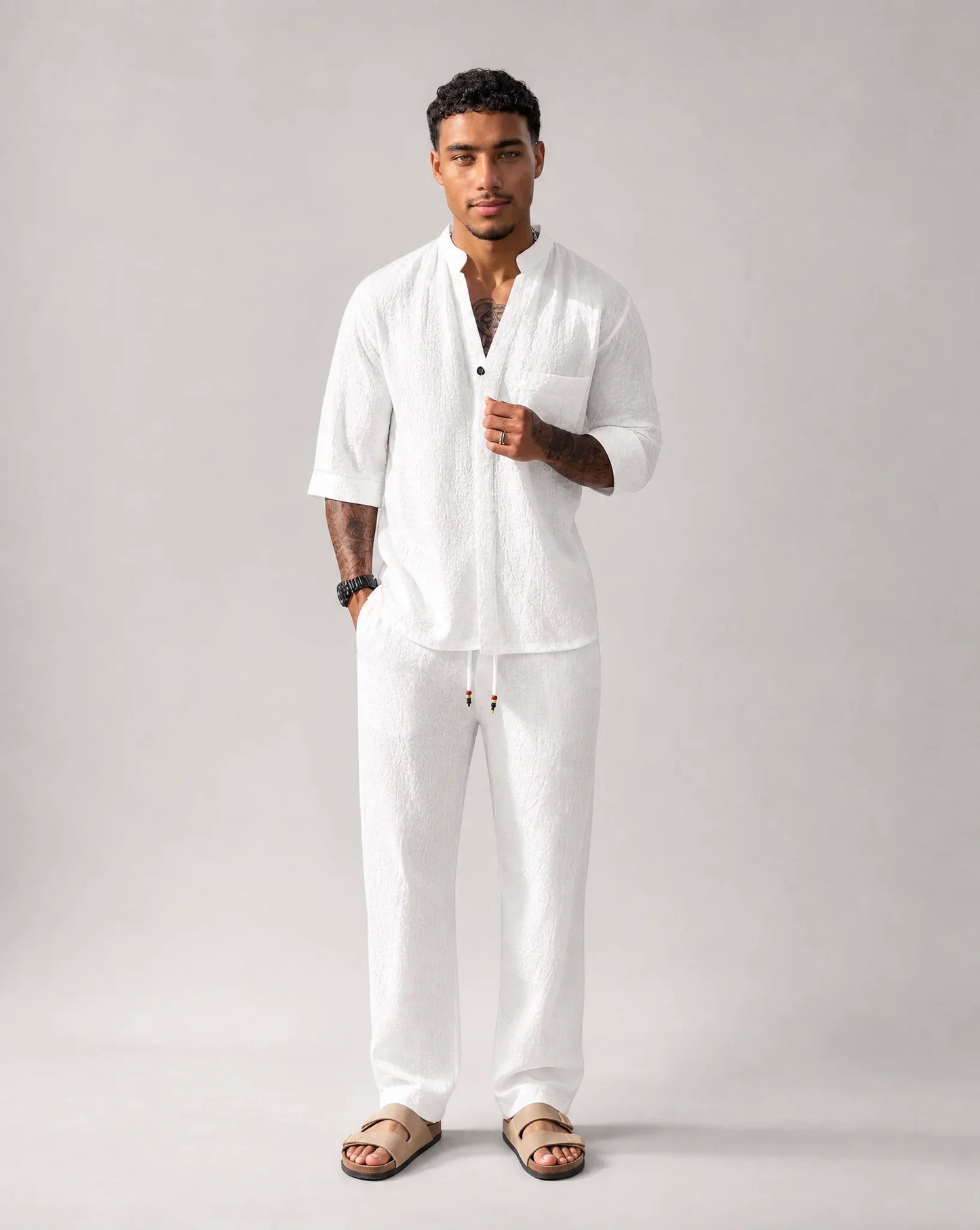Men's Relaxed Two-Piece Outfit Short-Sleeve Casual Comfortable Everyday Wear