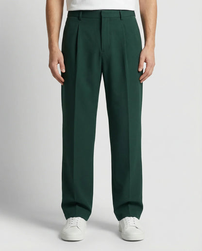 Men's Tailored Wide Leg Trousers Smart-Casual Relaxed Fit Classic Style Everyday