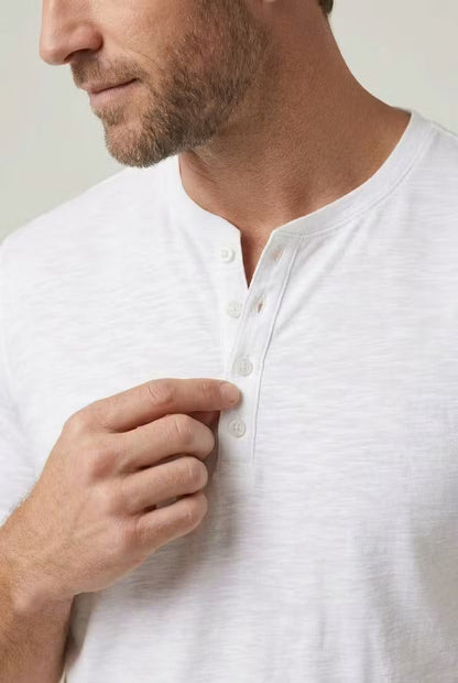 Men's Henley Shirt Short-Sleeve Button Placket Slim Fit Casual Smart-Casual Everyday Layering Relaxed Versatile Marden