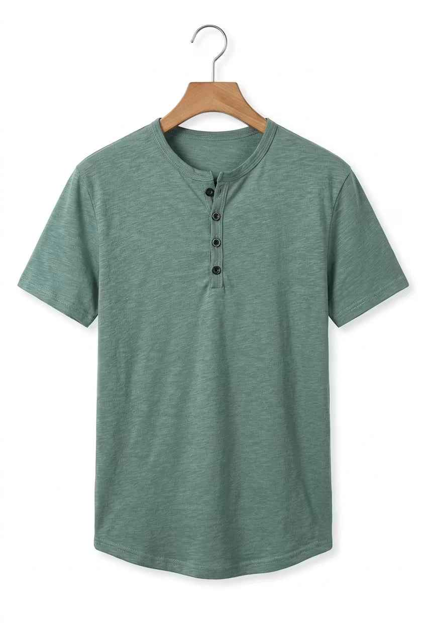 Men's Henley Shirt Short-Sleeve Button Placket Slim Fit Casual Smart-Casual Everyday Layering Relaxed Versatile Marden