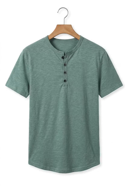 Men's Henley Shirt Short-Sleeve Button Placket Slim Fit Casual Smart-Casual Everyday Layering Relaxed Versatile Marden