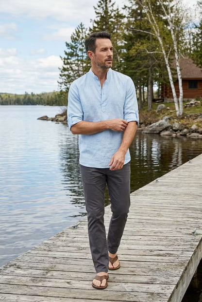 Men's Check Shirt Classic Long-Sleeve Button-Up Collared Casual Smart-Casual Office Everyday Relaxed Fit Plaid Halford