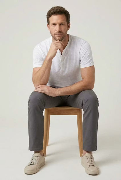 Men's Henley Shirt Short-Sleeve Button Placket Slim Fit Casual Smart-Casual Everyday Layering Relaxed Versatile Marden