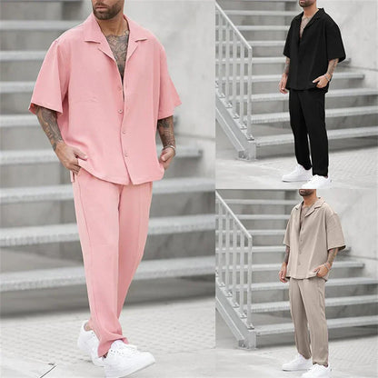 Men's Summer Set Two-Piece Matching Shirt & Shorts Relaxed Fit Casual Everyday Holiday Beach Outfit Co-Ord