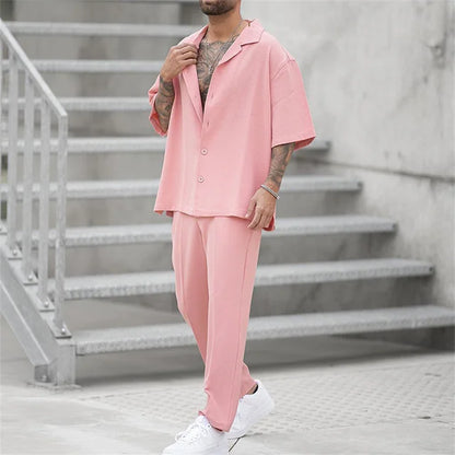 Men's Summer Set Two-Piece Matching Shirt & Shorts Relaxed Fit Casual Everyday Holiday Beach Outfit Co-Ord