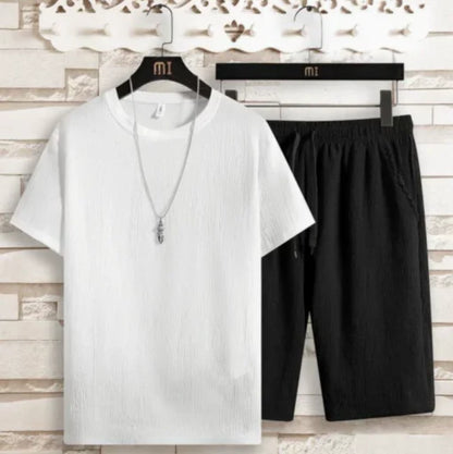Men's T-Shirt & Shorts Set Two-Piece Co-Ord Matching Crew Neck Casual Everyday Loungewear Outfit Marco