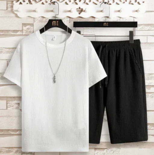 Men's T-Shirt & Shorts Set Two-Piece Co-Ord Matching Crew Neck Casual Everyday Loungewear Outfit Marco