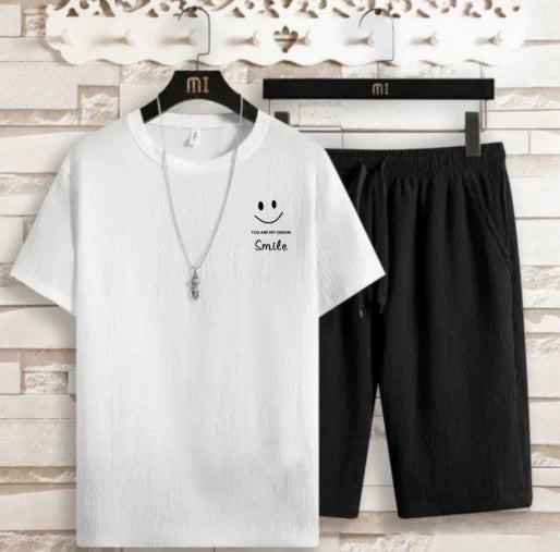 Men's T-Shirt & Shorts Set Two-Piece Co-Ord Matching Crew Neck Casual Everyday Loungewear Outfit Marco
