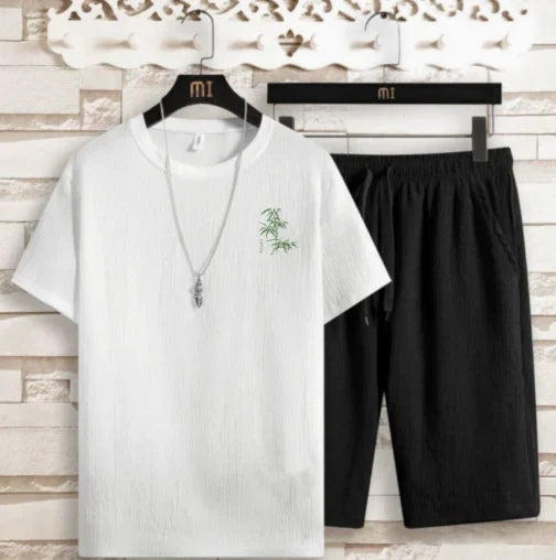 Men's T-Shirt & Shorts Set Two-Piece Co-Ord Matching Crew Neck Casual Everyday Loungewear Outfit Marco