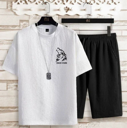 Men's T-Shirt & Shorts Set Two-Piece Co-Ord Matching Crew Neck Casual Everyday Loungewear Outfit Marco