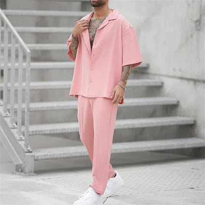 Men's Summer Set Two-Piece Matching Shirt & Shorts Relaxed Fit Casual Everyday Holiday Beach Outfit Co-Ord