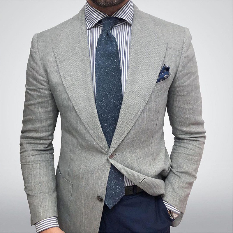 Men's Tailored Blazer Jacket Textured Fit Long Sleeve Notched Lapel Smart-Casual