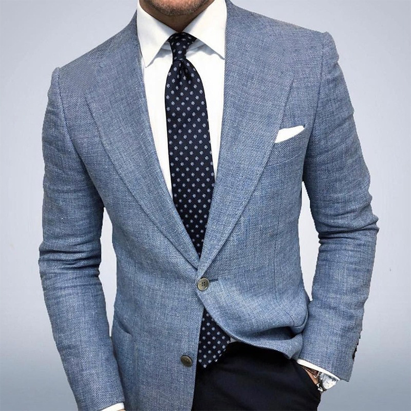 Men's Tailored Blazer Jacket Textured Fit Long Sleeve Notched Lapel Smart-Casual