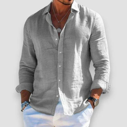 Men's Relaxed Shirt Short-Sleeve Button-Up Collared Casual Holiday Beach Smart-Casual Everyday Versatile Lightweight Renfrew