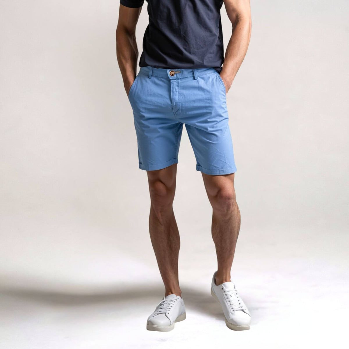 Men's Stretch Shorts Smart-Casual Flat-Front Knee-Length Chino Elastic Waist Casual Everyday Holiday Delaney