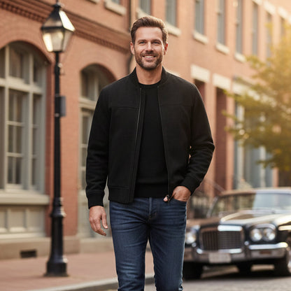 Men's Suede Jacket Trucker Button-Up Elegant Casual Layering Smart-Casual Everyday Outerwear Vintage Versatile Ransley
