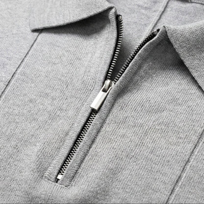 Men's Quarter-Zip Polo Shirt Short-Sleeve Collared Ribbed Casual Smart-Casual Everyday Golf Sport Regular Fit Weller