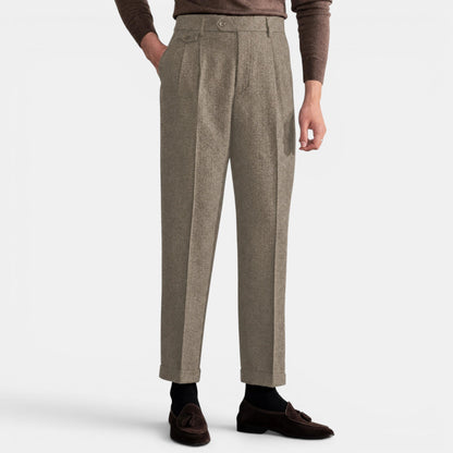 Men's Dress Trousers Slim Fit Vintage Flat-Front Tailored Smart-Casual Office Formal Everyday Edmund
